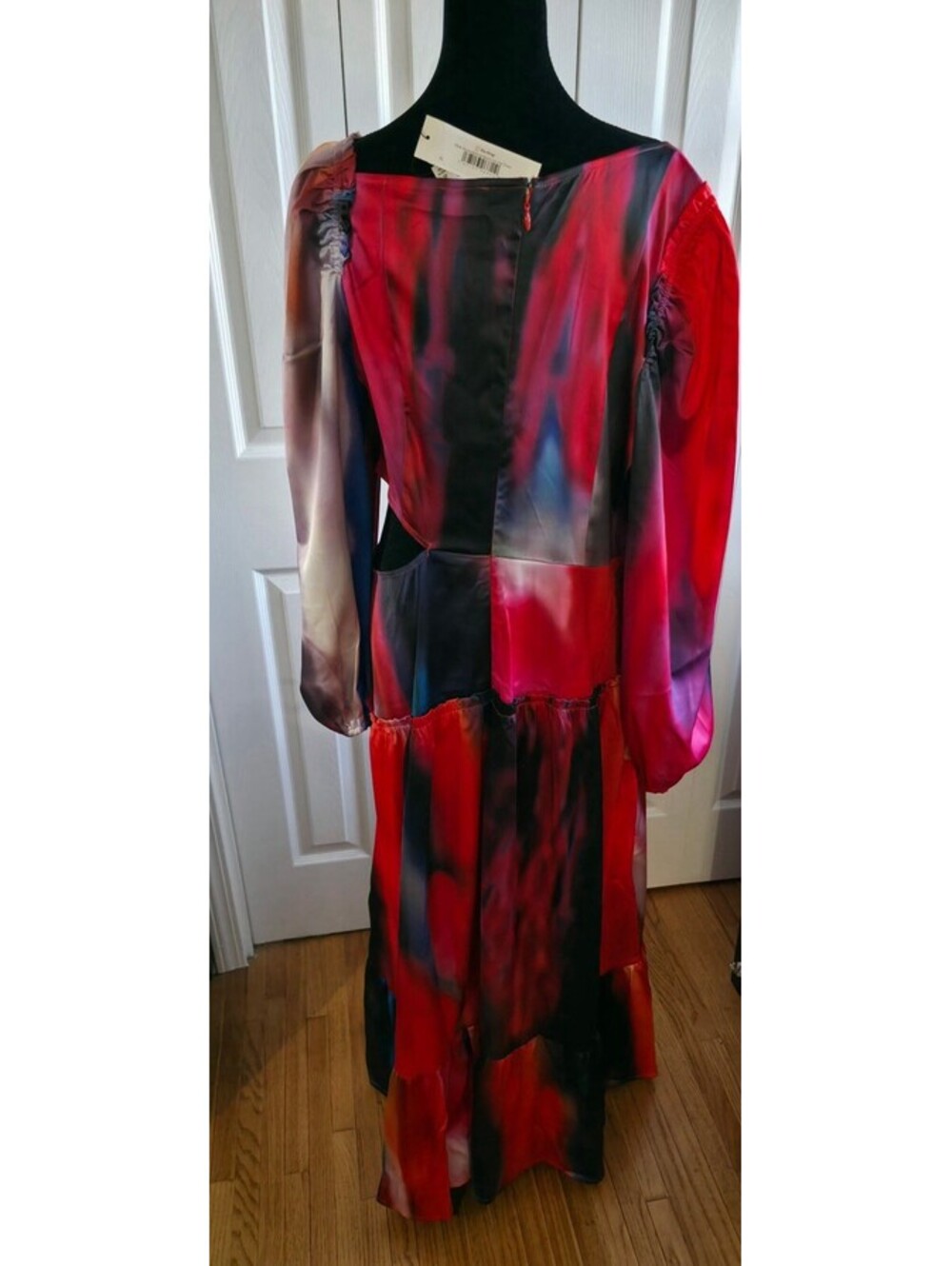 The Drop Asymmetrical multicolor neck cut out dress